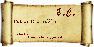Buksa Ciprián névjegykártya
